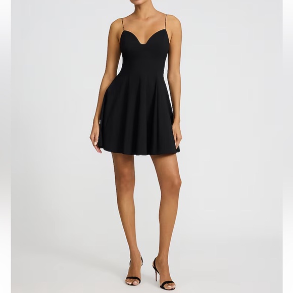 Express Black Spaghetti Strap Fit & Flare Poplin Dress - Picture 3 of 7